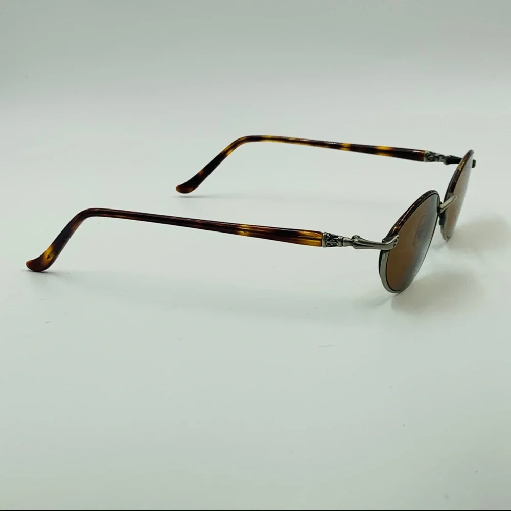 Vintage Tortoise Gray Oval Metal Sunglasses Frames